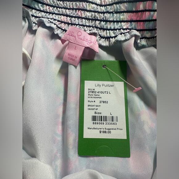NWT Lilly Pulitzer Myri Romper Caught Up Brigit Navy Size Large - Picture 5 of 10